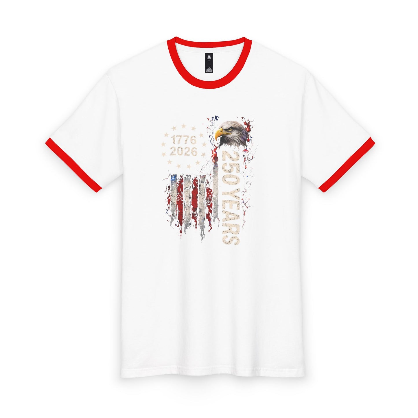 #250 1776-2026 250 Years USA Bicentennial Eagle Ringer Tee