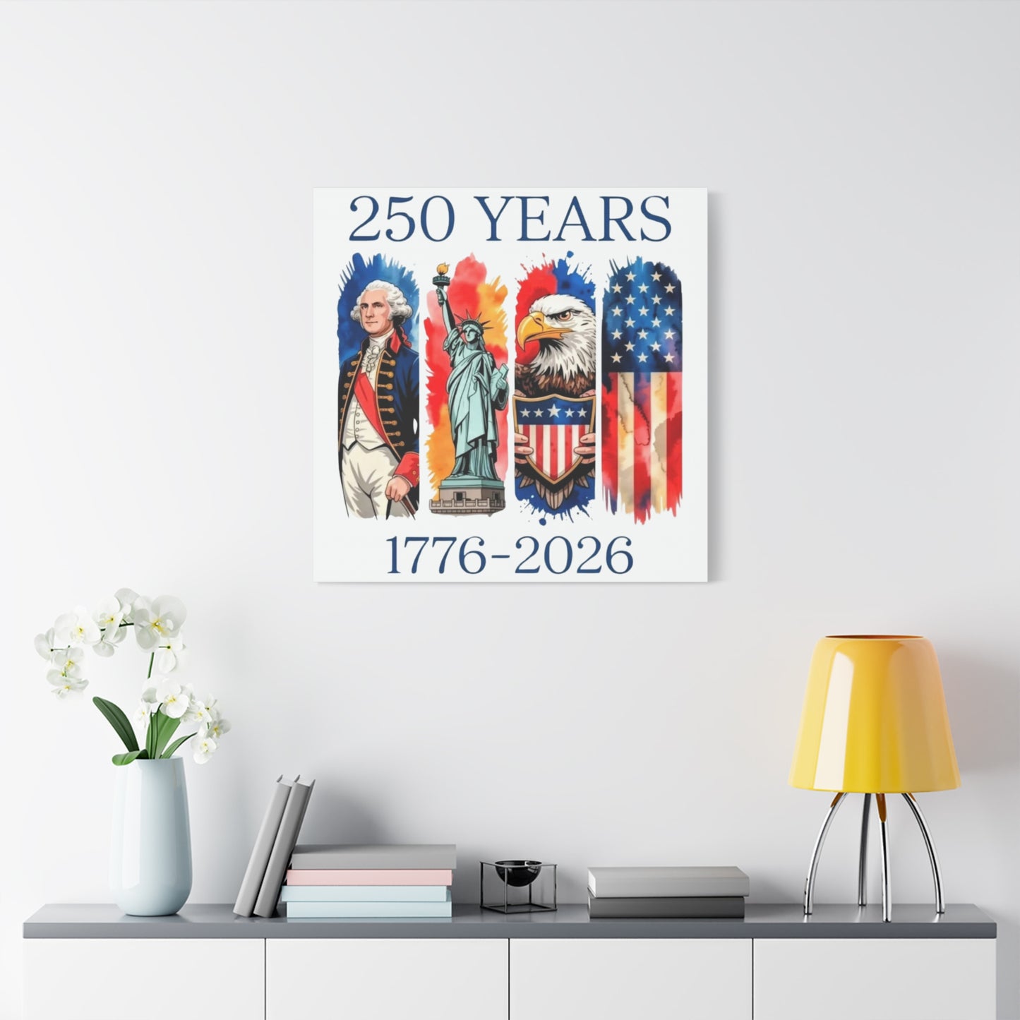 #250 250 Years American History Celebration 1776–2026 Patriotic Matte Canvas Wall Art