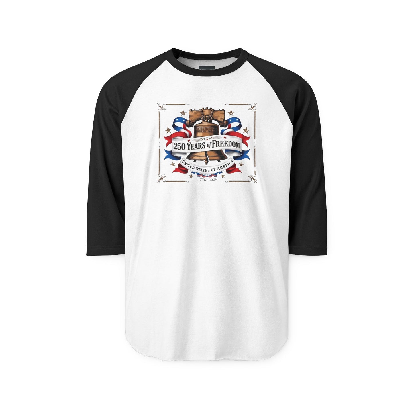 #250 250 Years of Freedom Liberty Bell Raglan Shirt Baseball Tee