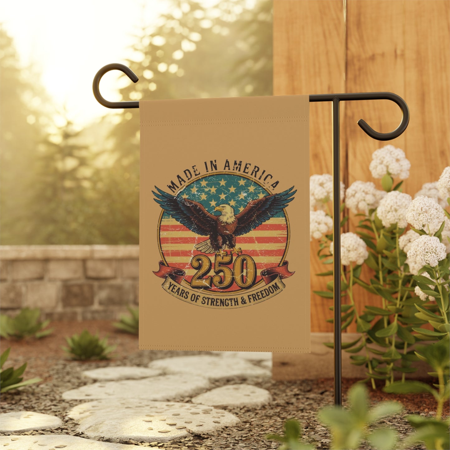 #250 Made in America Eagle 250th Anniversary Patriotic Garden Flag — House Banner