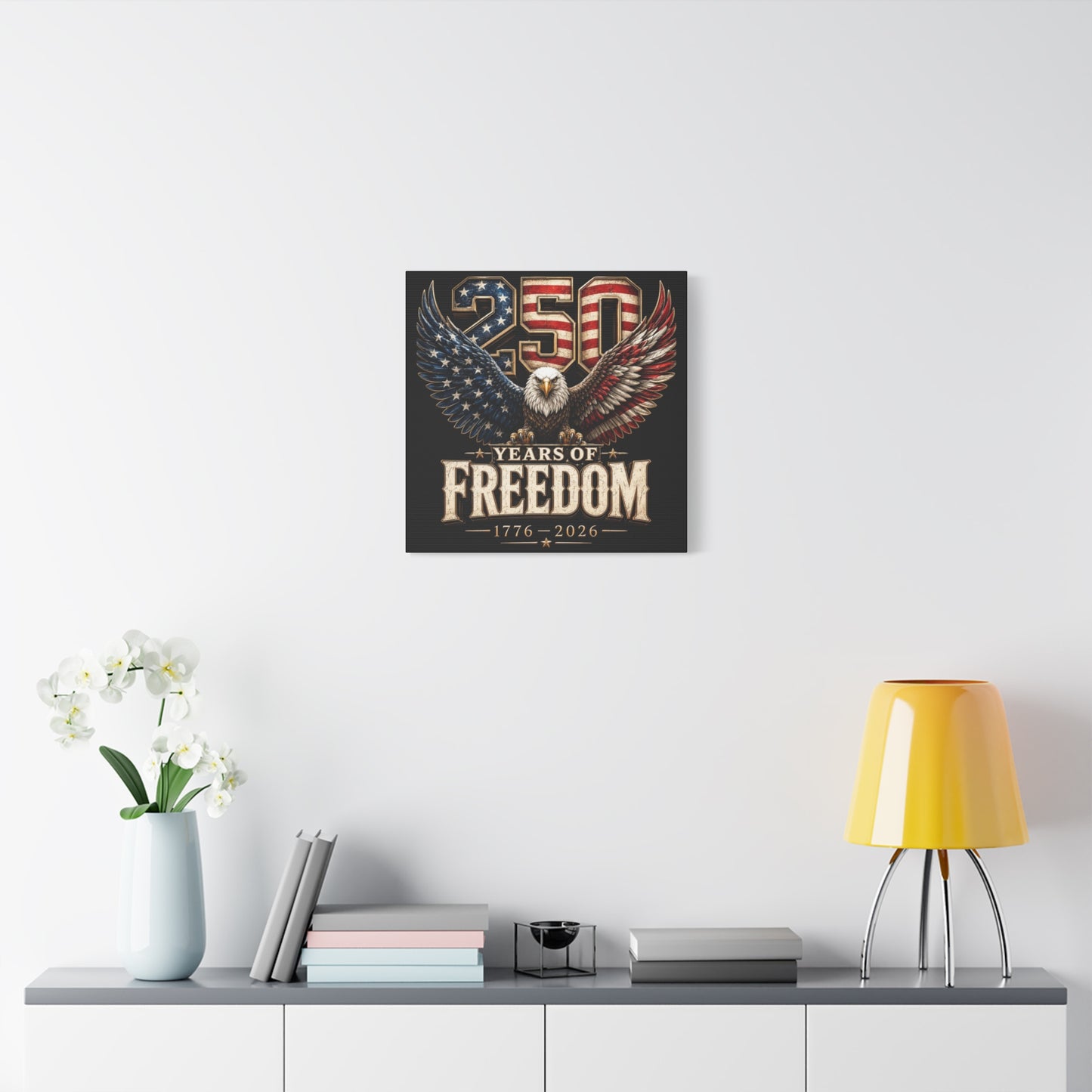#250 250 Years of Freedom Eagle Patriotic American Flag Anniversary (1776–2026) Matte Canvas Wall Art