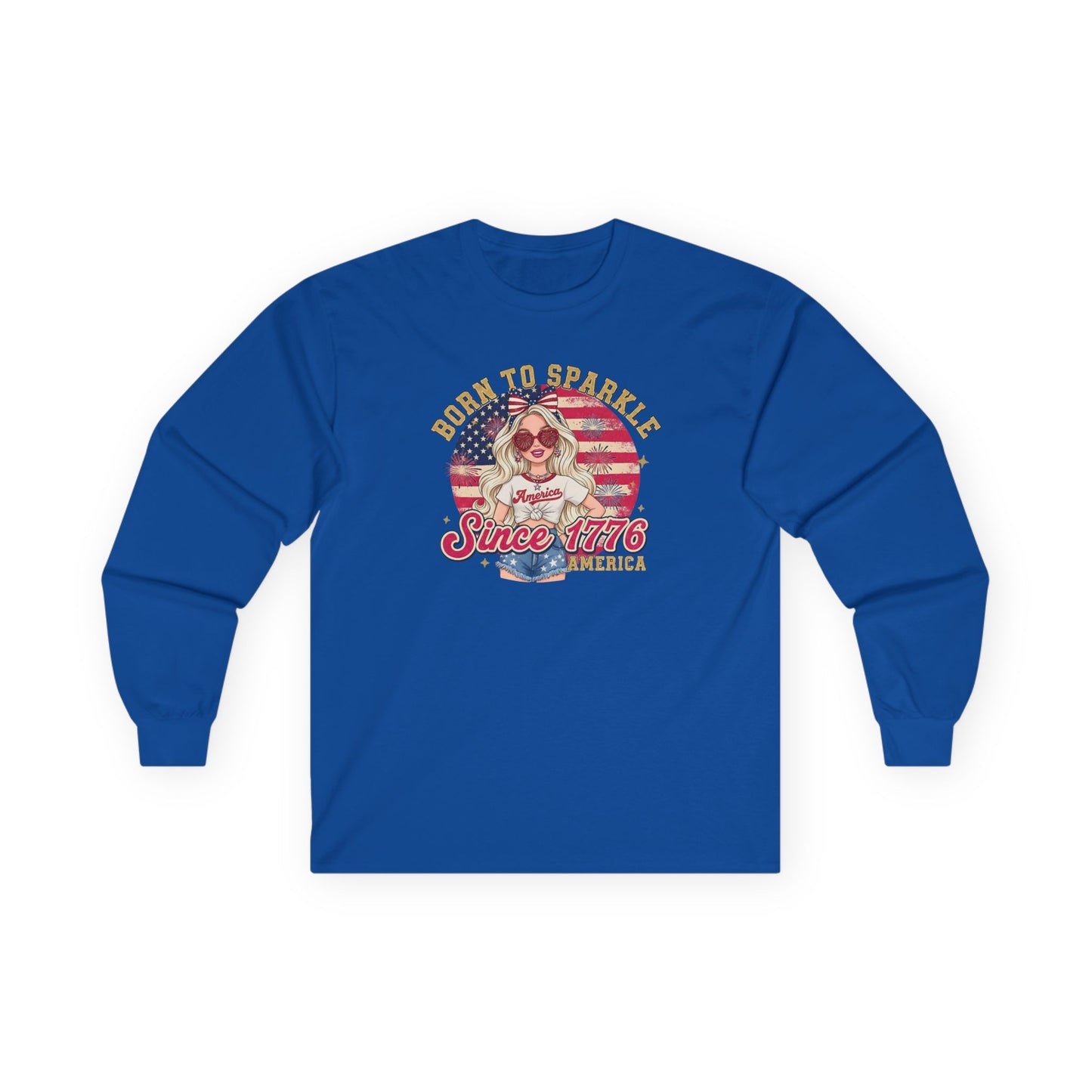#250 "Born to Sparkle Since 1776" Patriotic Long Sleeve Tee