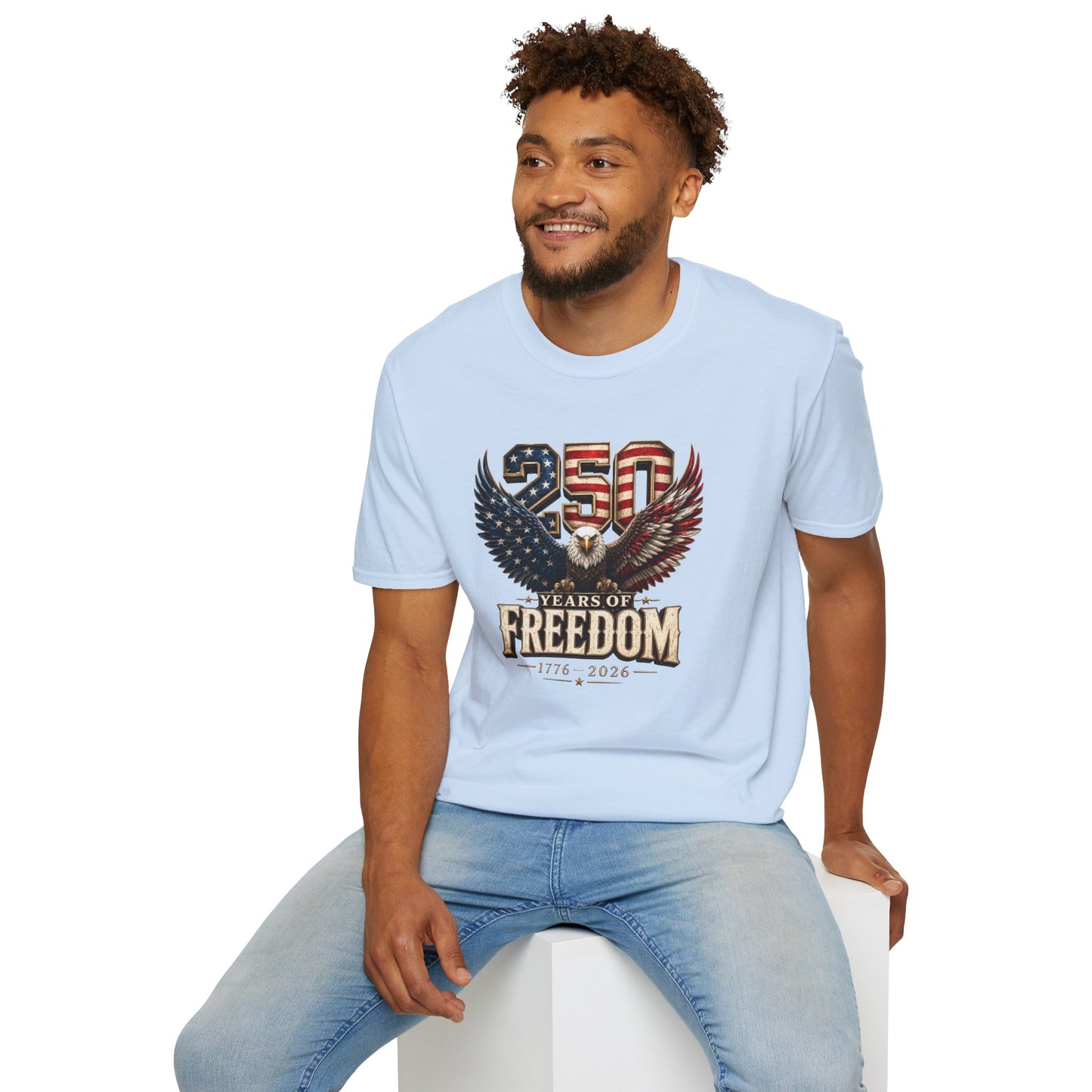 #250 250 Years of Freedom Eagle Patriotic American Flag Anniversary (1776–2026) T-Shirt
