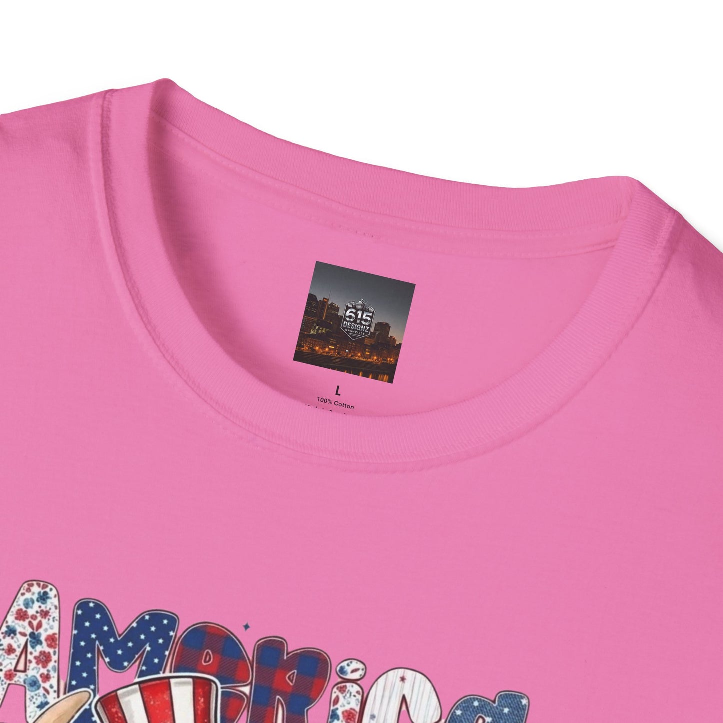 #250 American Flag Bubblegum Patriotic Highland Cow T-Shirt