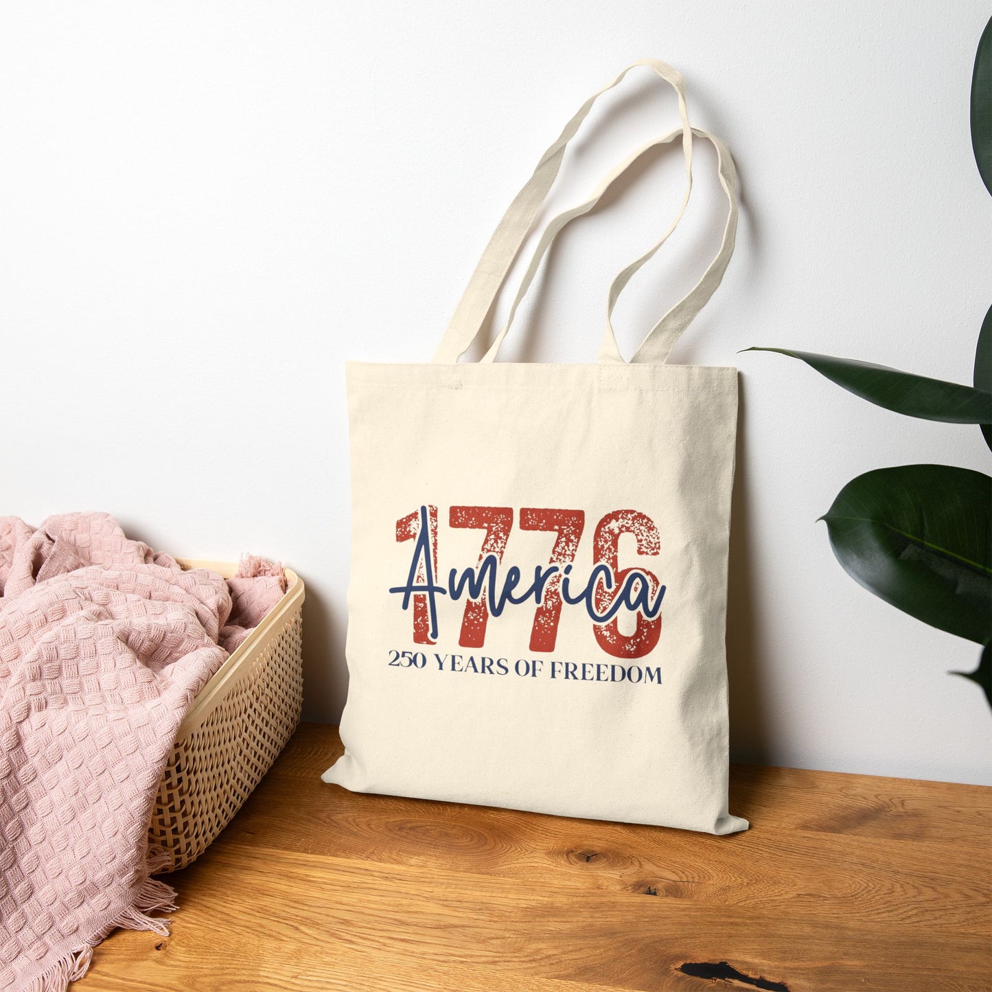 #250 1776 America: 250 Years of Freedom' Patriotic Independence Day Canvas Tote