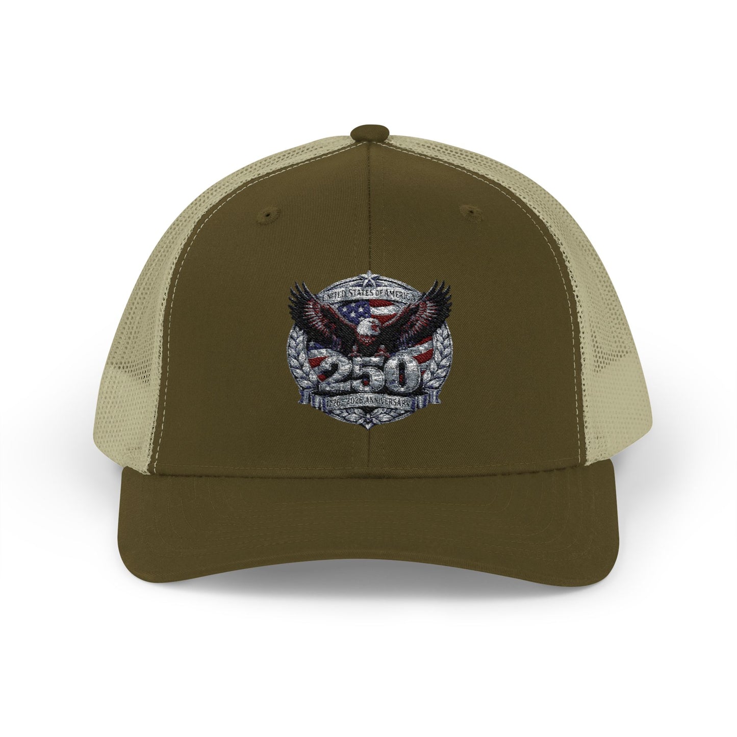 #250 Patriotic Bald Eagle 250 United States Emblem Snapback Trucker Cap