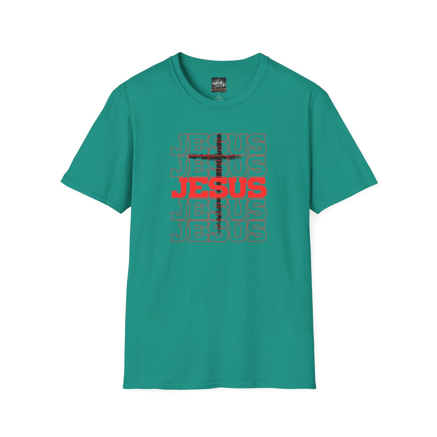 Jesus Cross Red Text Black Cross Graphic T-Shirt — Religious Faith Tee