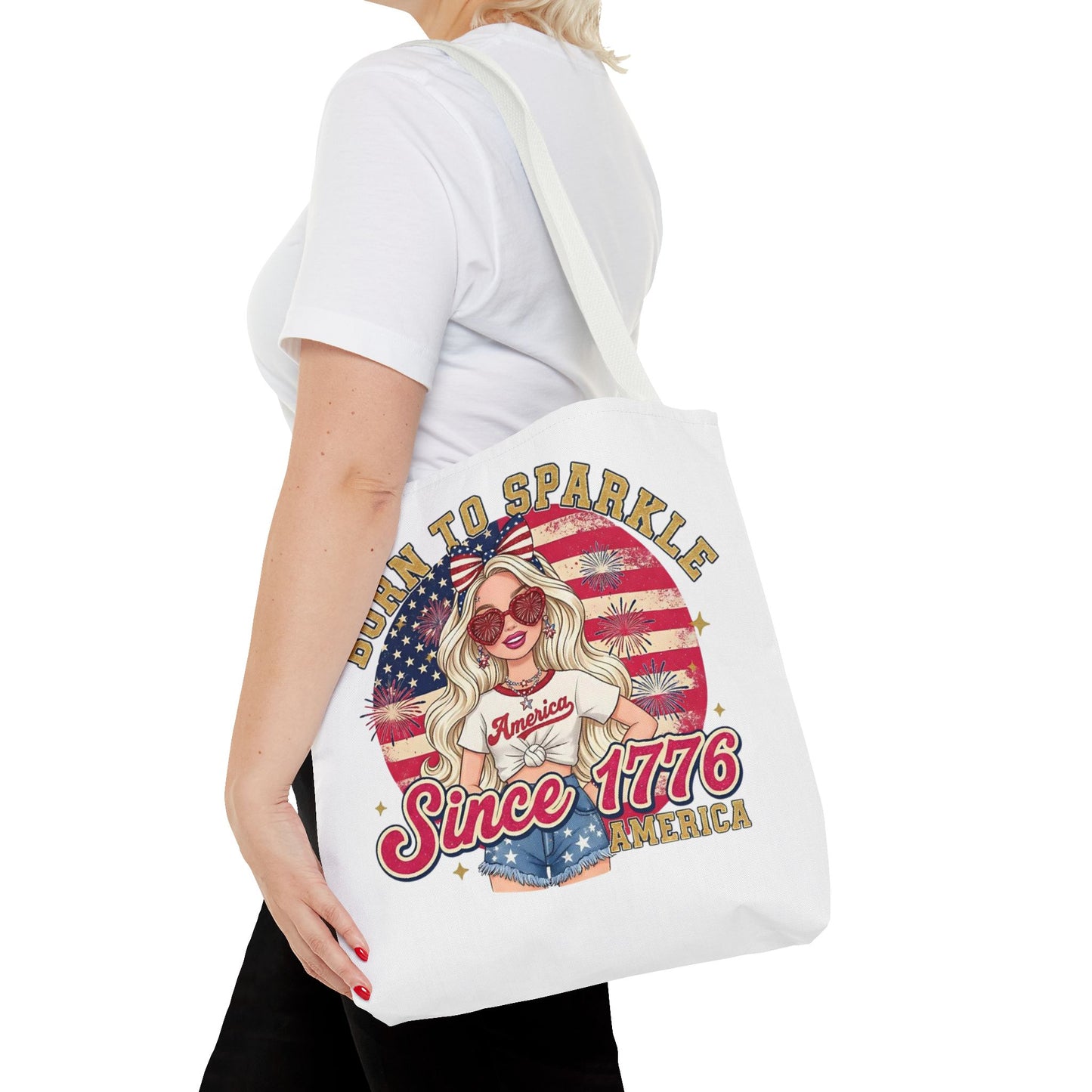 #250 "Born to Sparkle Since 1776" Patriotic Tote Bag