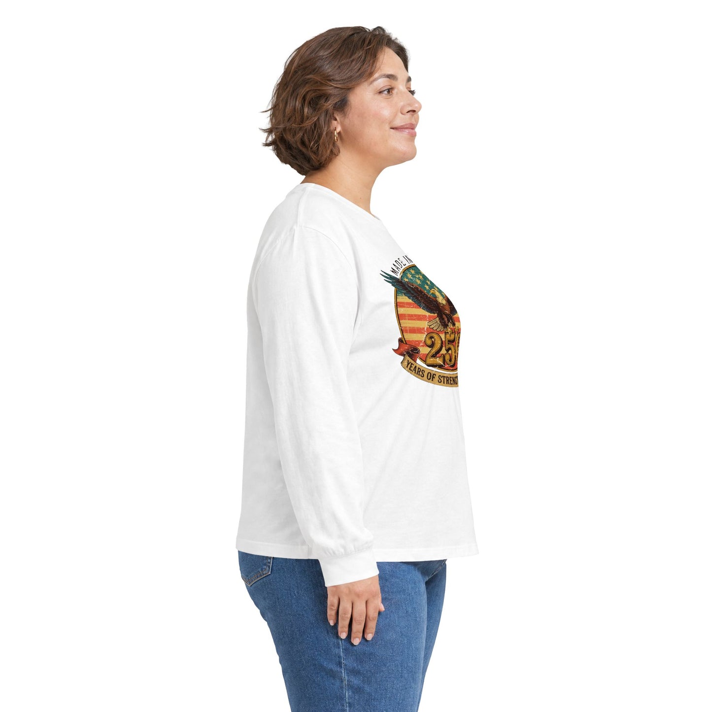#250 Made in America Eagle 250th Anniversary Patriotic Long Sleeve Tee