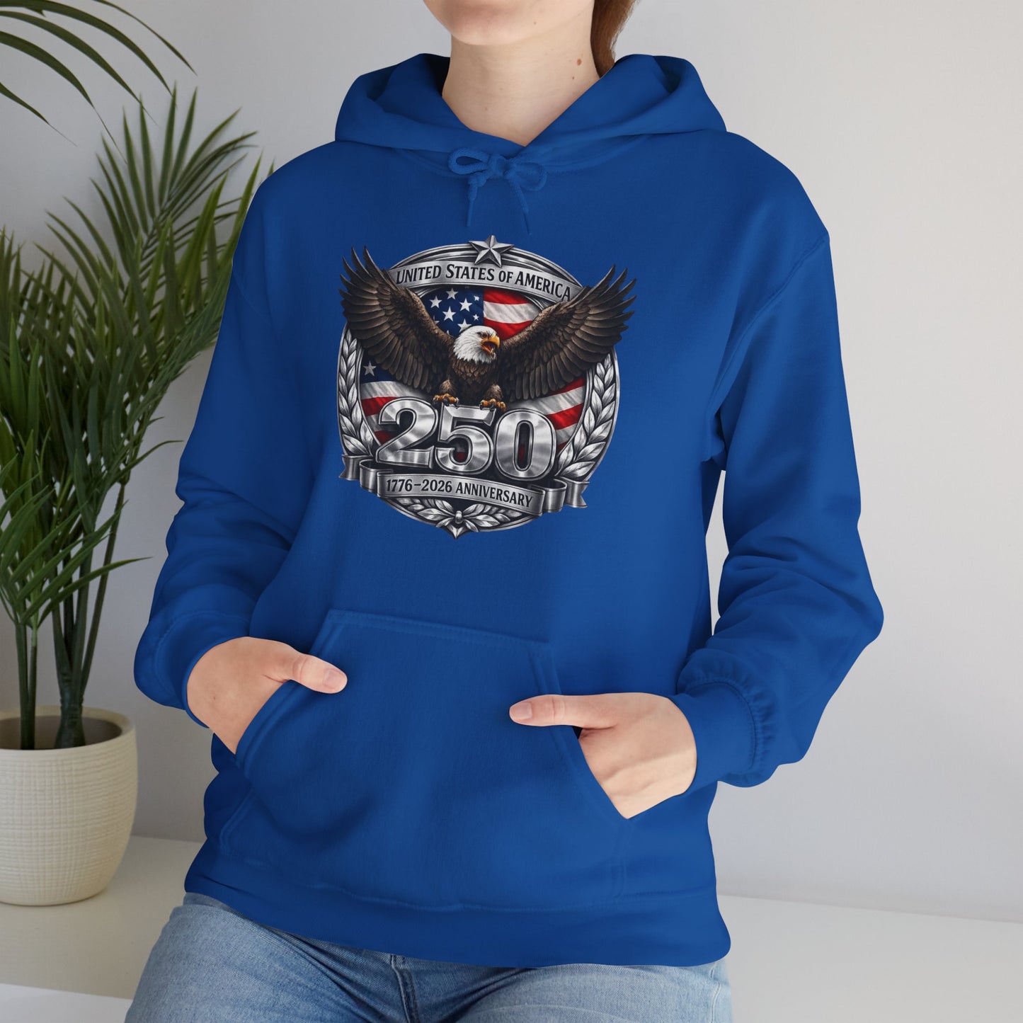 #250 Patriotic Bald Eagle 250 United States Emblem Hoodie