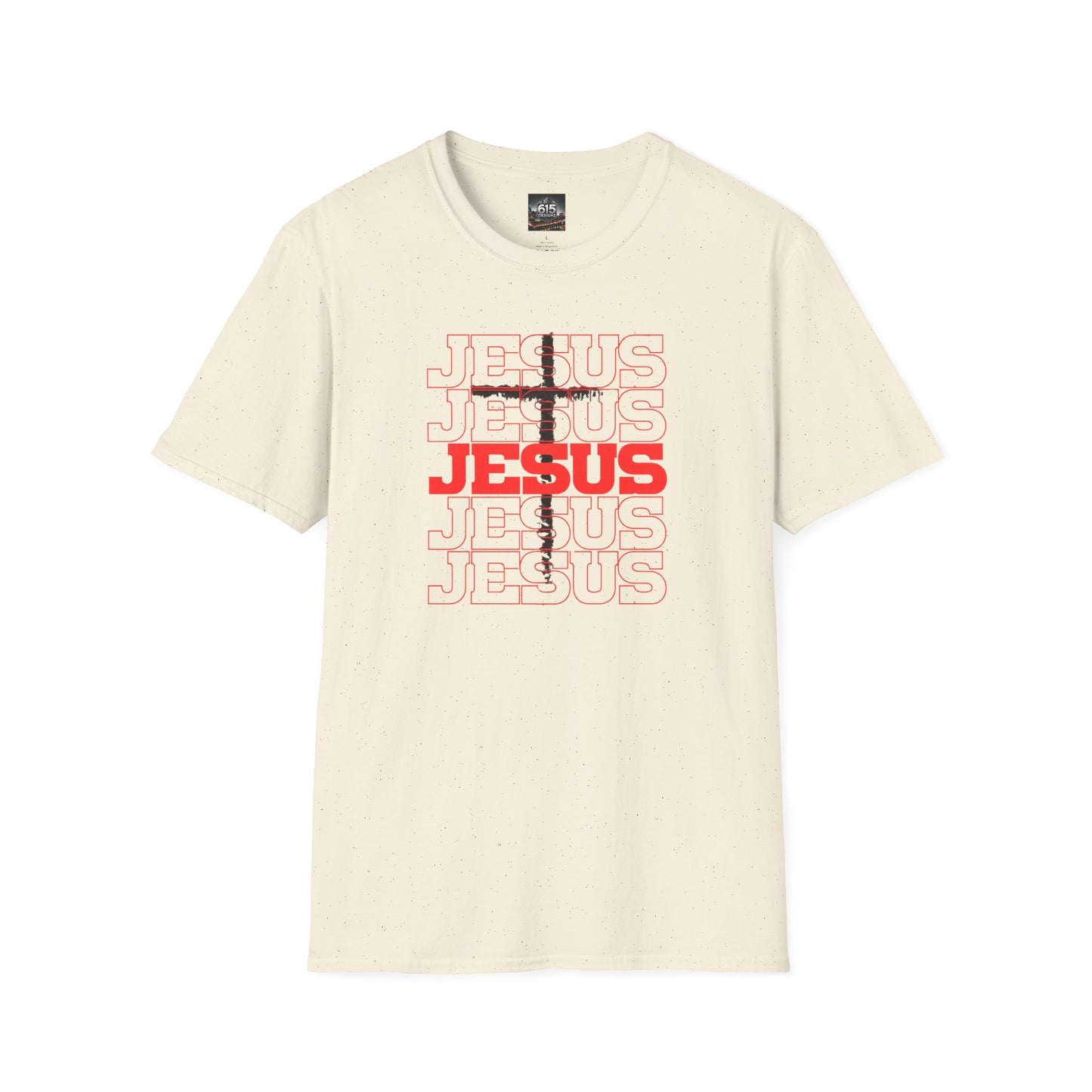 Jesus Cross Red Text Black Cross Graphic T-Shirt — Religious Faith Tee