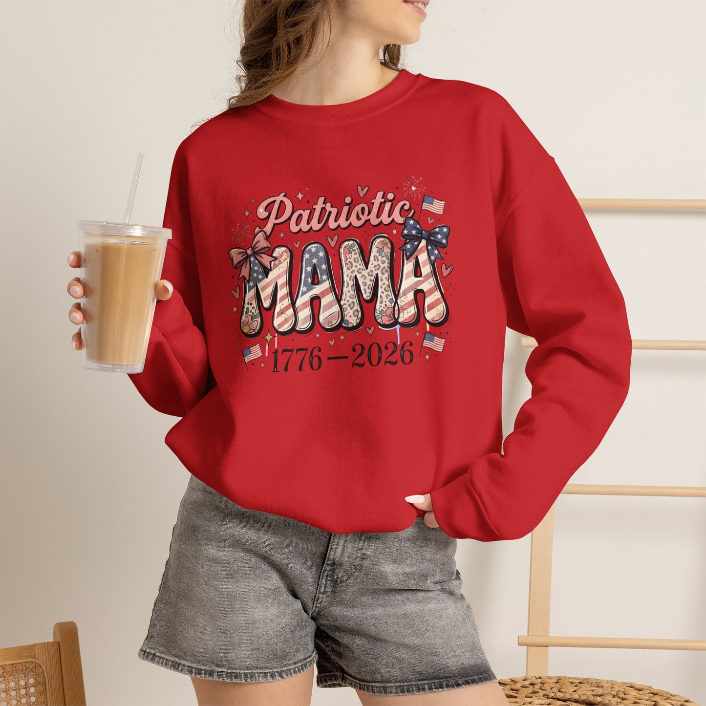 #250 Patriotic Mama 1776–2026 American Flag Sweatshirt