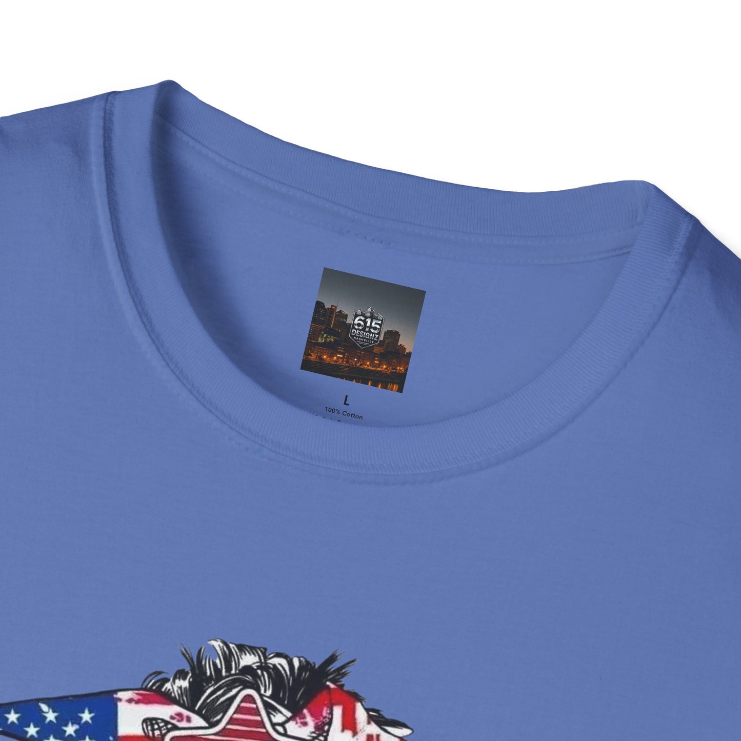 Mama USA Flag Messy Bun T-Shirt