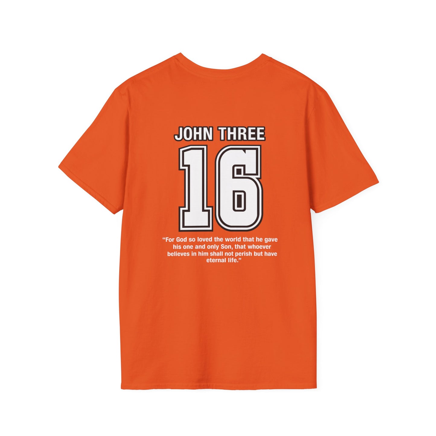 John Three 16 Chest and Back Jersey Print with Scripture Tee