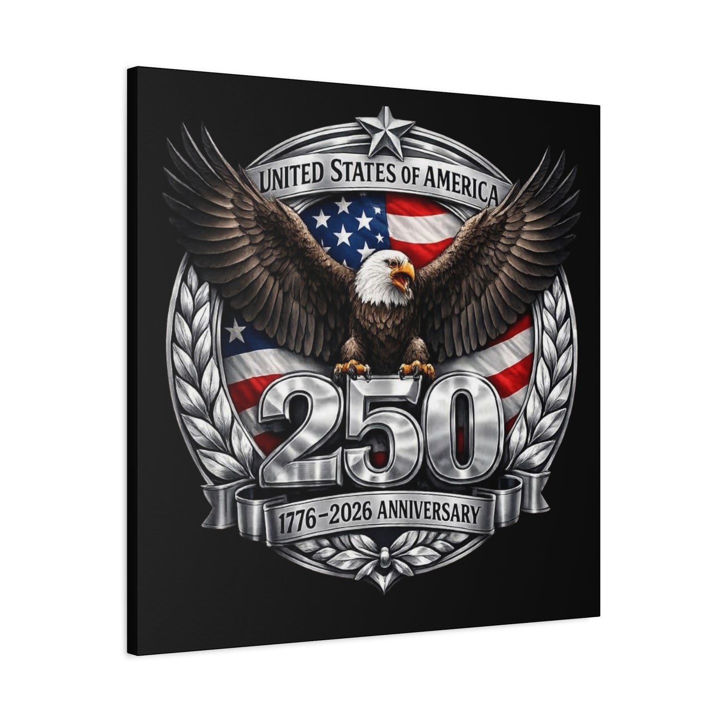 #250 Patriotic Bald Eagle 250 United States Emblem Matte Canvas Wall Art