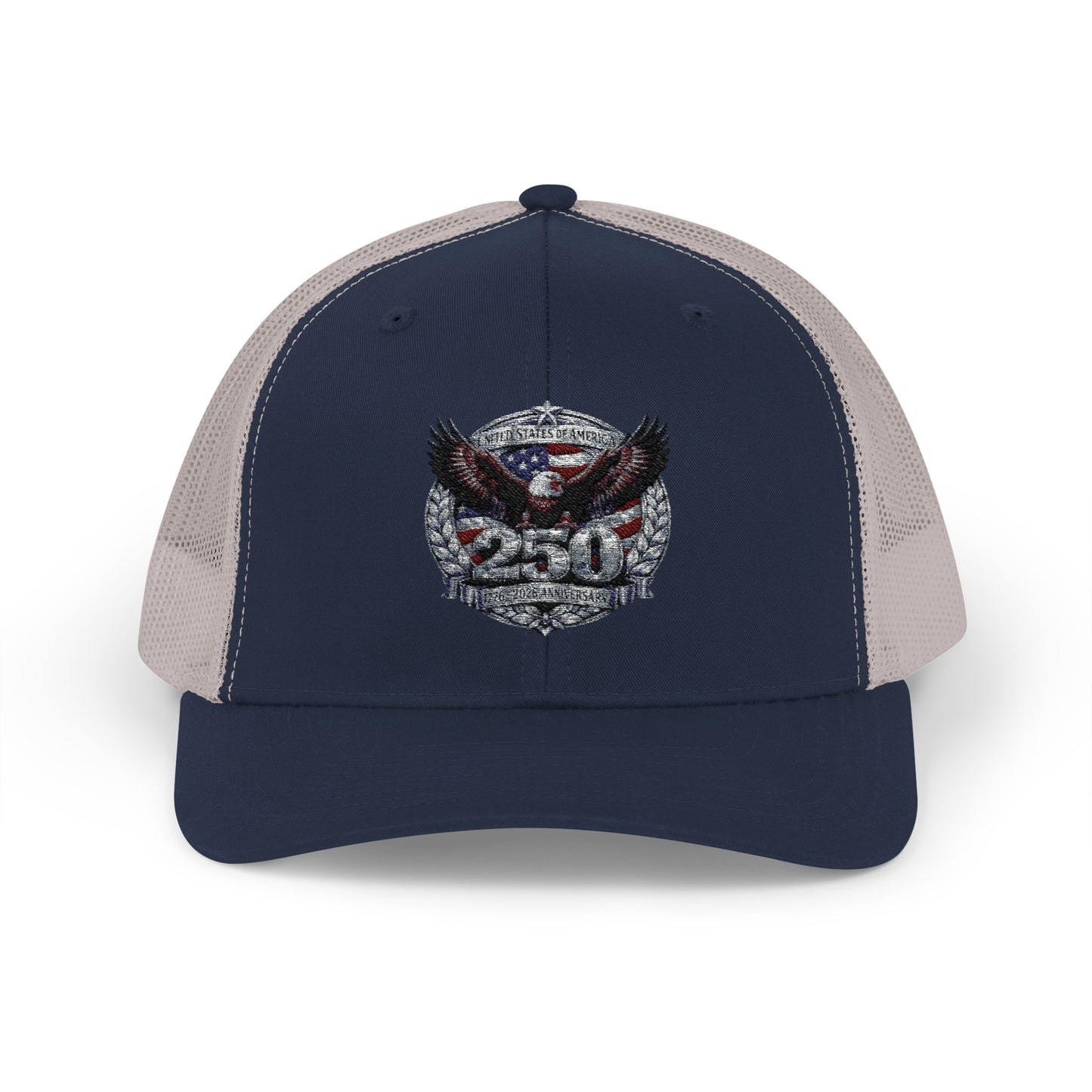 #250 Patriotic Bald Eagle 250 United States Emblem Snapback Trucker Cap