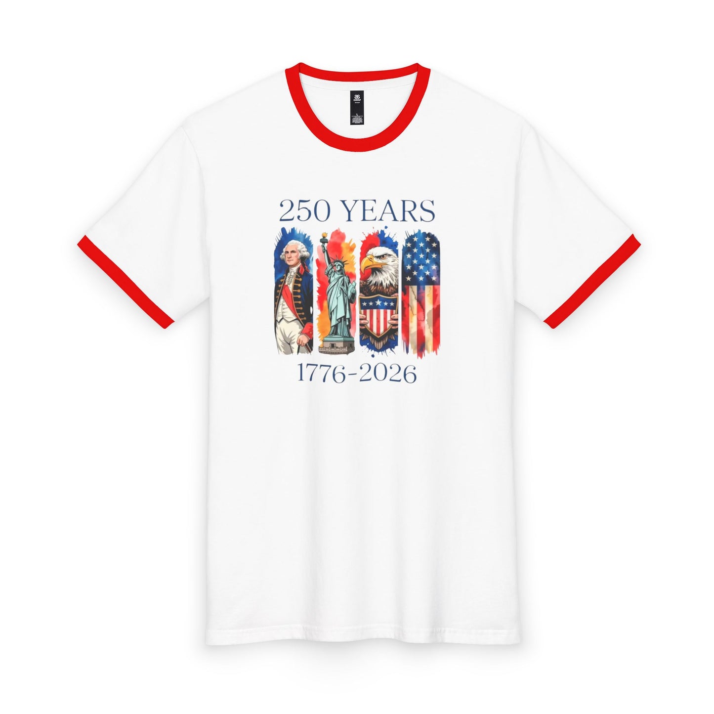 #250 250 Years American History Celebration 1776–2026 Patriotic Ringer Tee