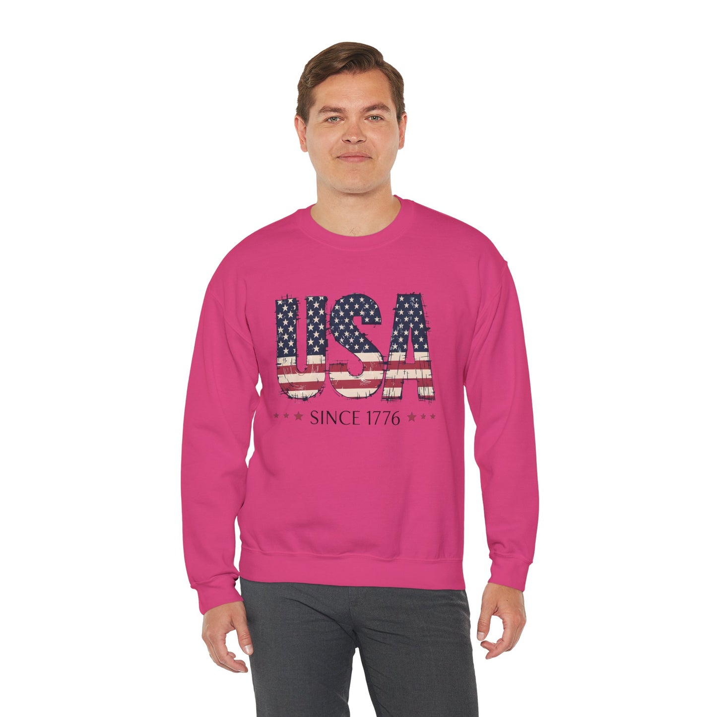 #250 USA Flag "USA Since 1776" Patriotic Crewneck Sweatshirt
