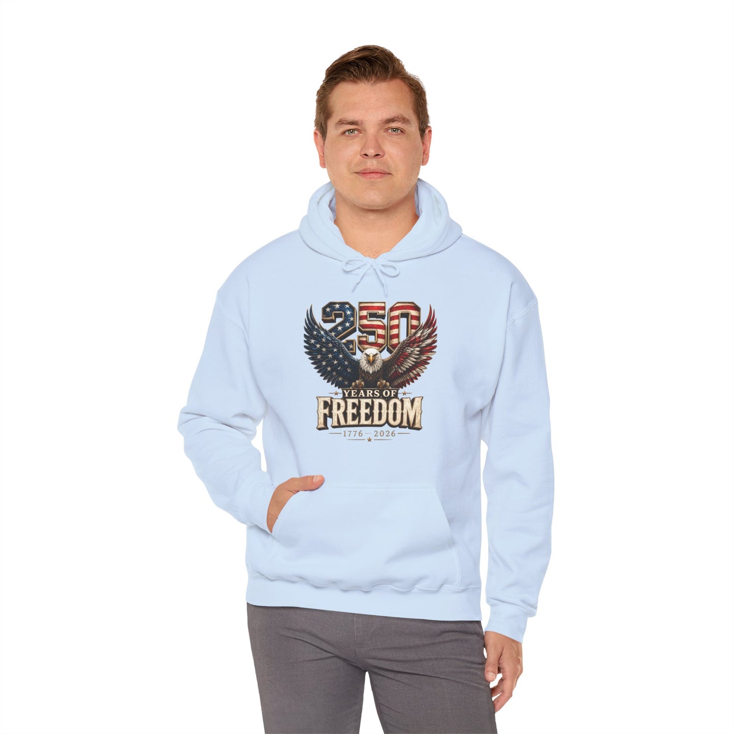#250 250 Years of Freedom Eagle Patriotic American Flag Anniversary (1776–2026) Patriotic Hoodie