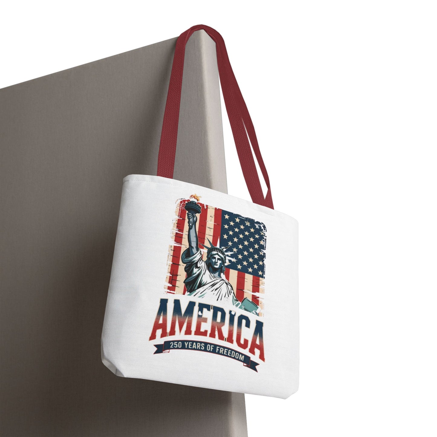 #250 Statue of Liberty American Flag 'America' Patriotic Independence Day Tote Bag