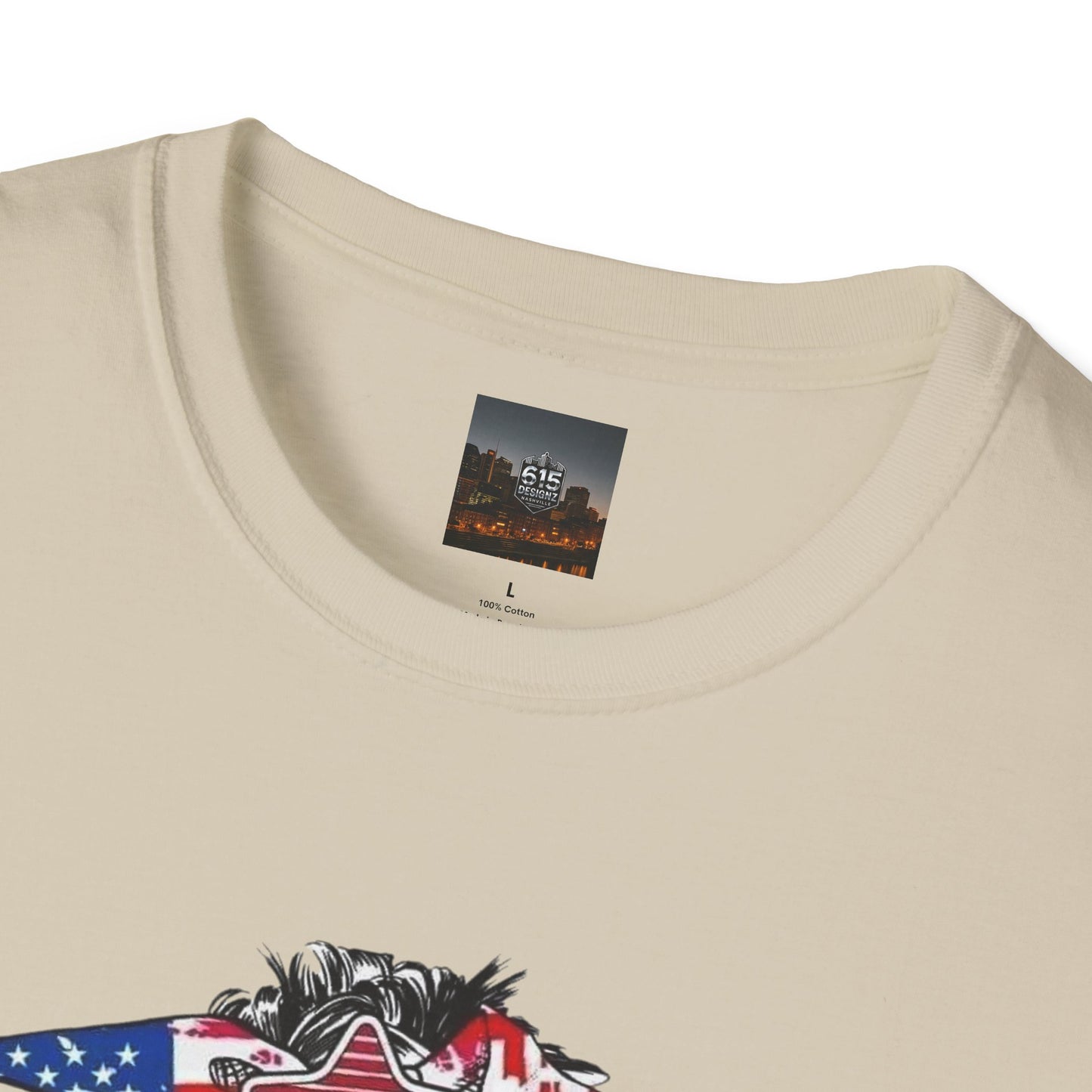 Mama USA Flag Messy Bun T-Shirt