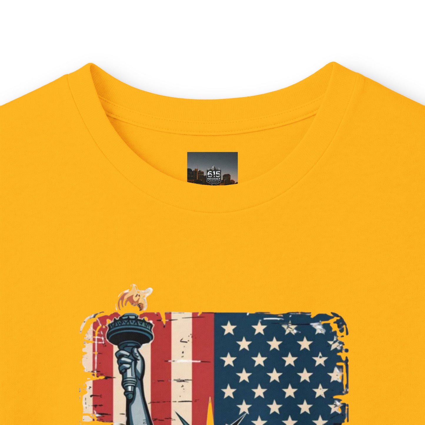 #250 Statue of Liberty American Flag 'America' Patriotic Independence Day Long Sleeve Tee
