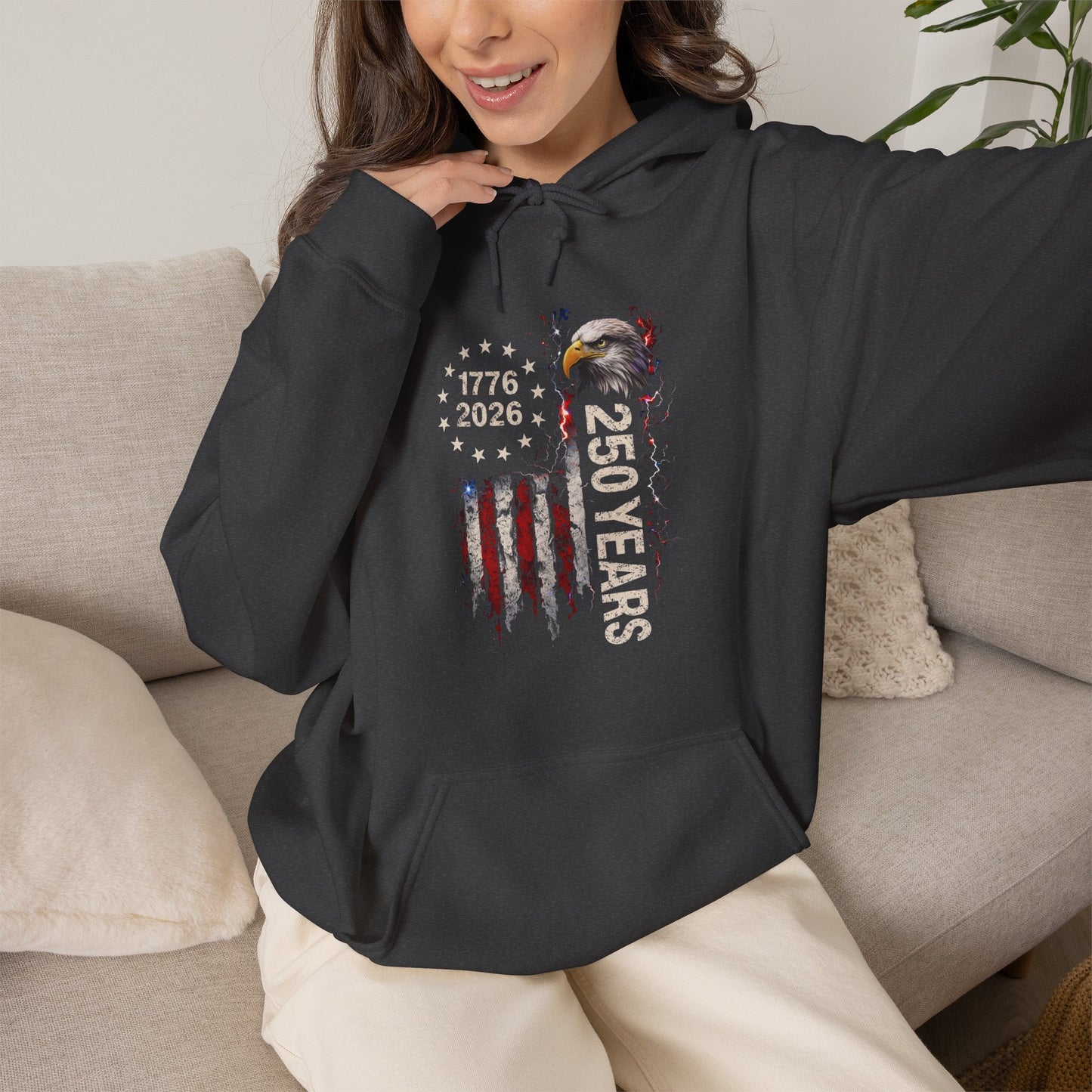 #250 1776-2026 250 Years USA Bicentennial Eagle Hoodie