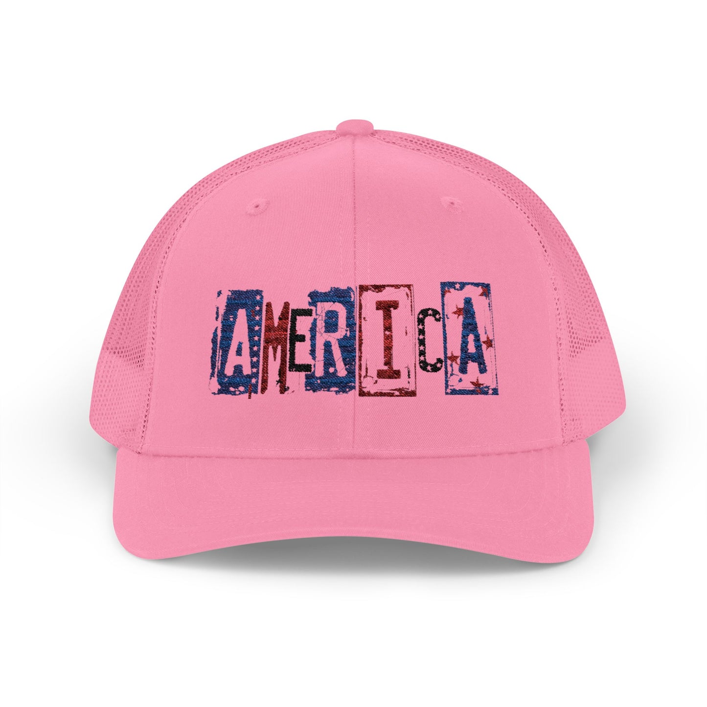 #250 America Retro Block Text Patriotic Snapback Trucker Cap
