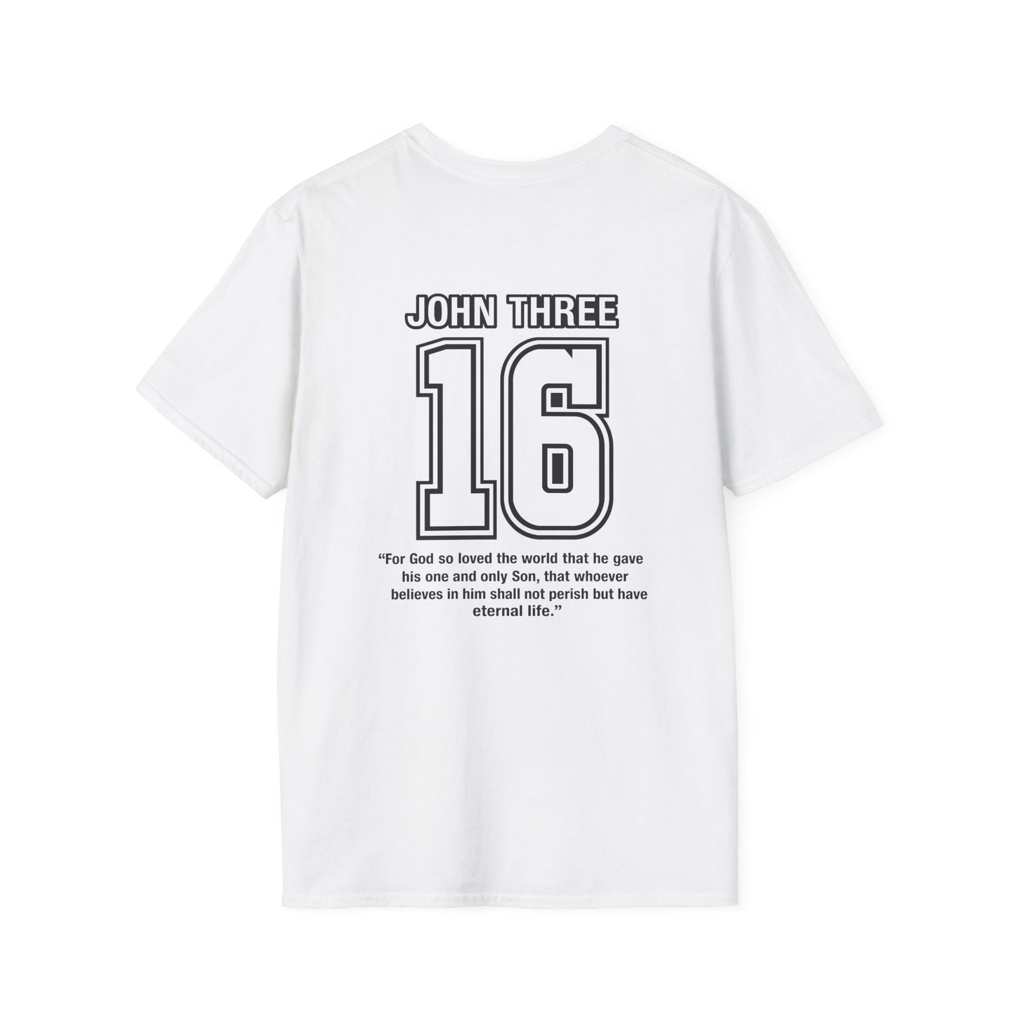 John Three 16 Chest and Back Jersey Print with Scripture Tee