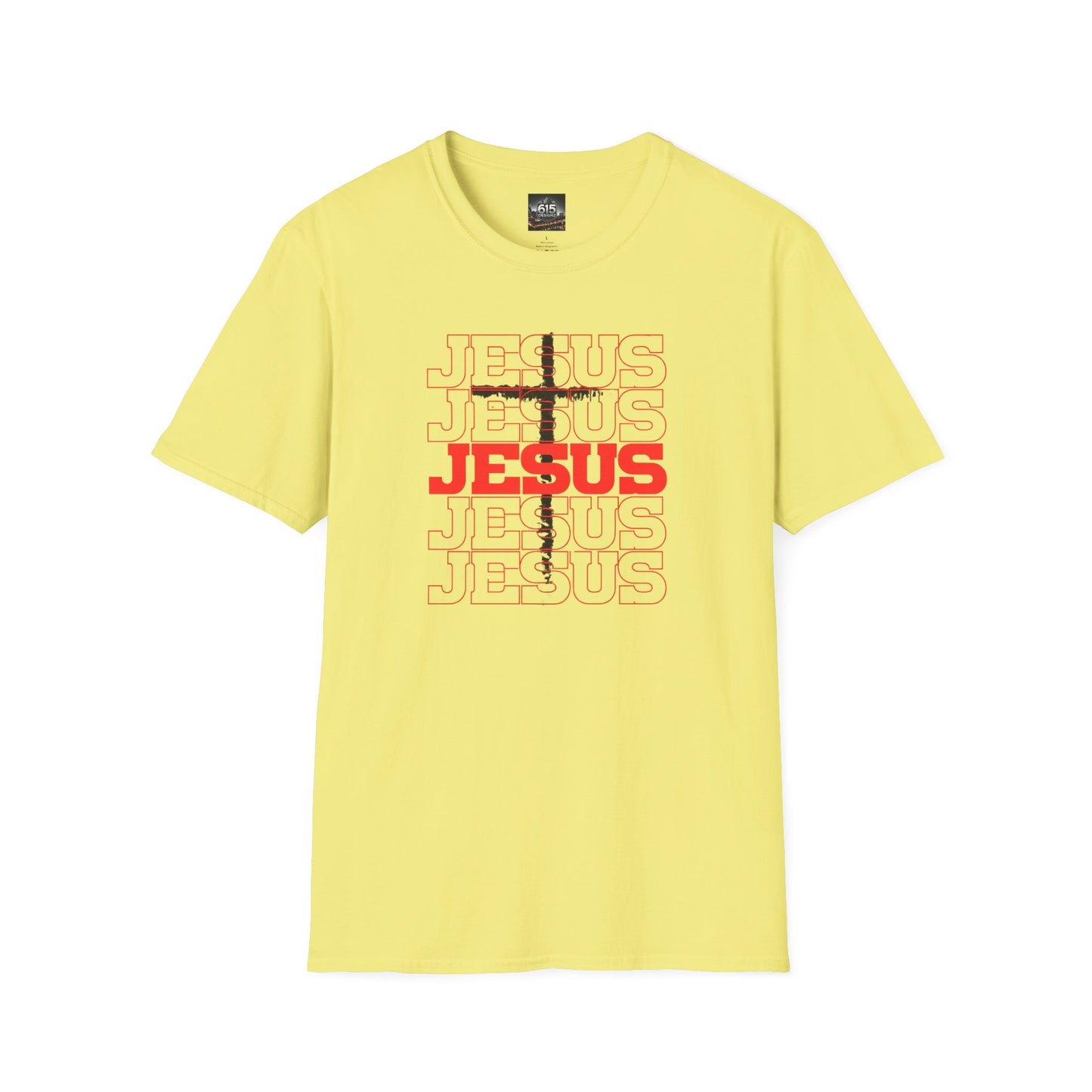 Jesus Cross Red Text Black Cross Graphic T-Shirt — Religious Faith Tee