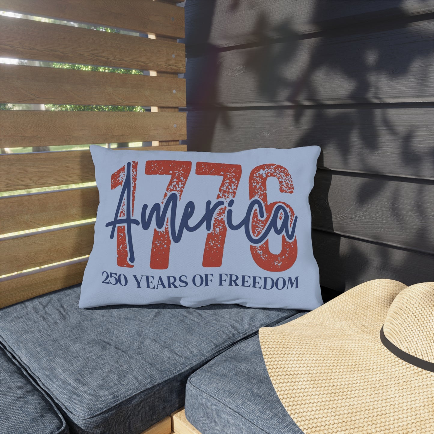 #250 1776 America: 250 Years of Freedom' Patriotic Independence Day Outdoor Throw Pillow