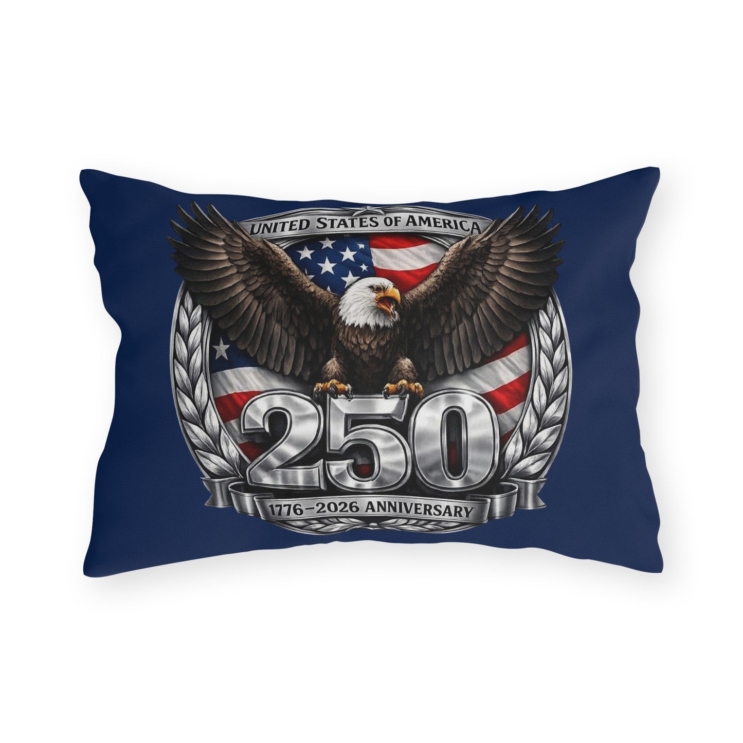 #250 Patriotic Bald Eagle 250 United States Emblem Outdoor Throw Pillow
