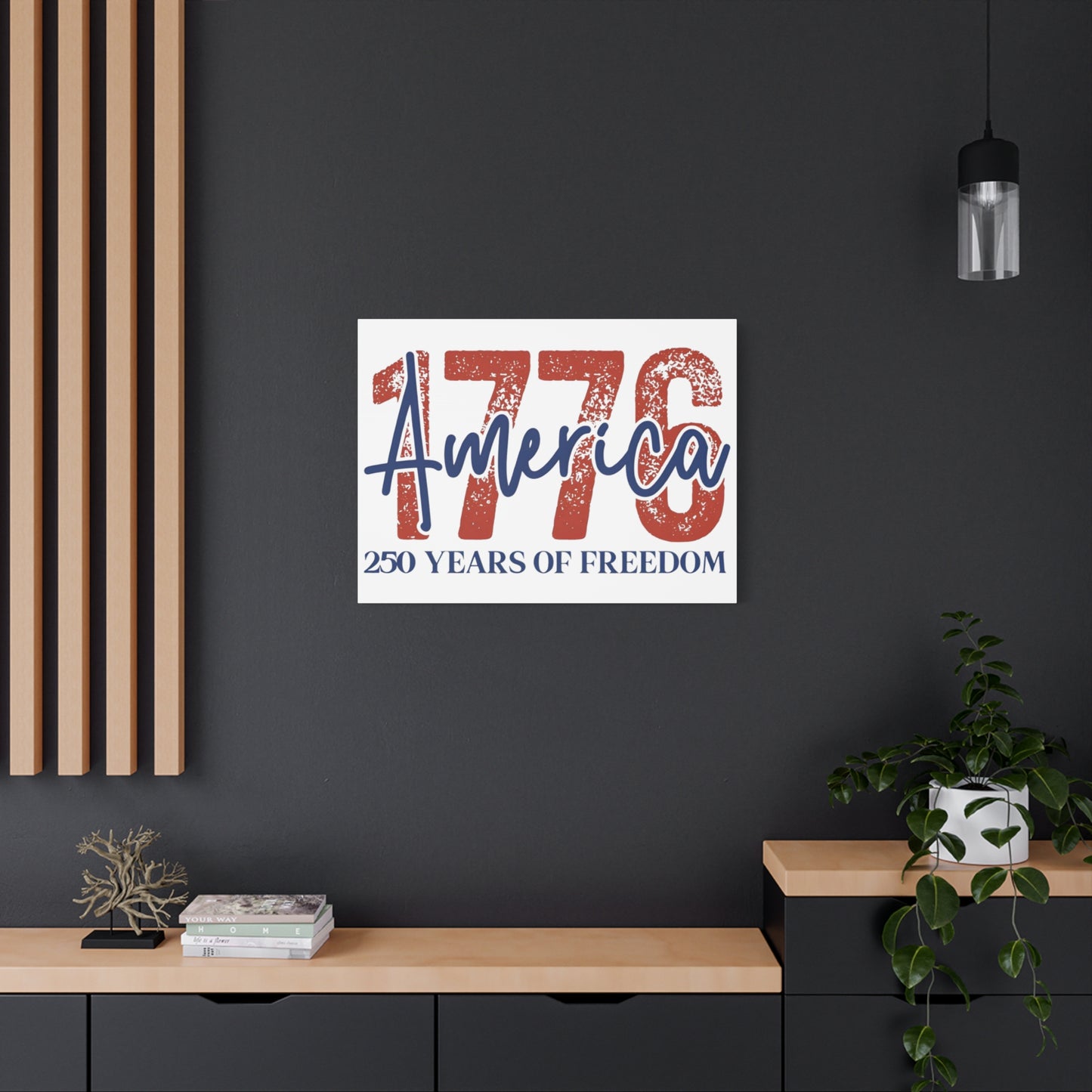 #250 1776 America: 250 Years of Freedom' Patriotic Independence Day Matte Canvas Wall Art
