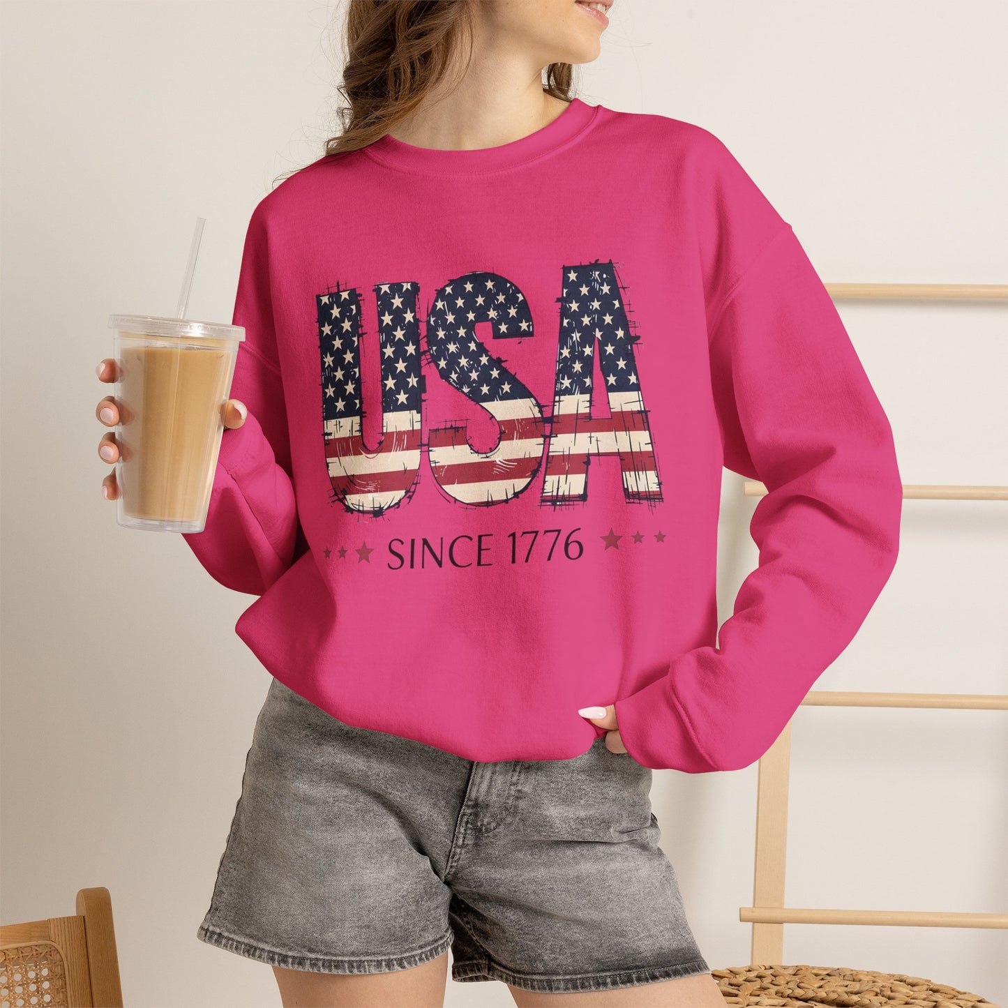 #250 USA Flag "USA Since 1776" Patriotic Crewneck Sweatshirt