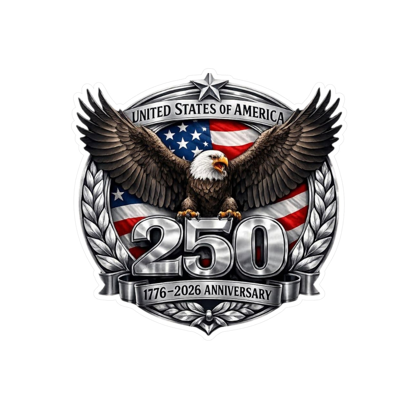 #250 Patriotic Bald Eagle 250 United States Emblem Vinyl Kiss-Cut Decal
