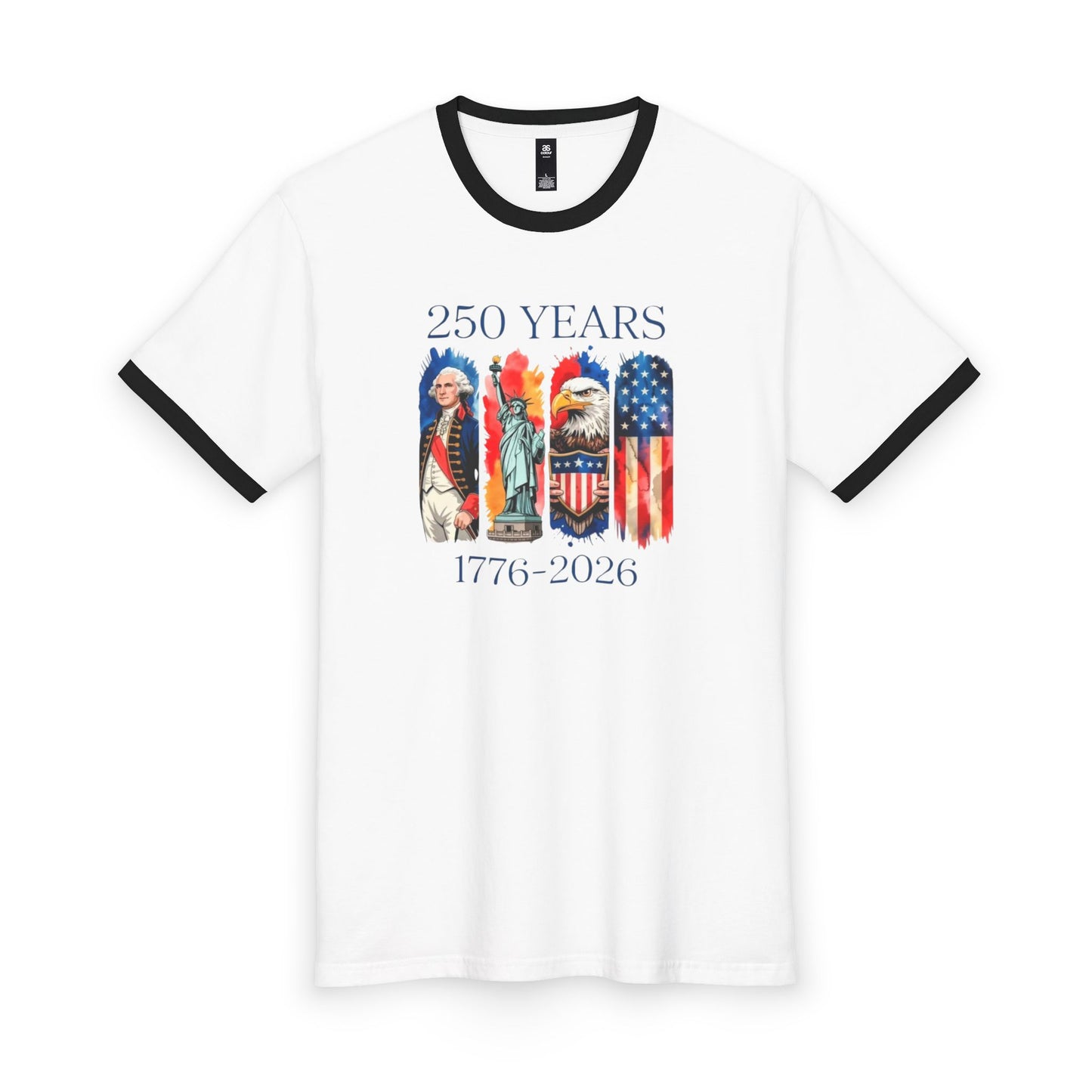#250 250 Years American History Celebration 1776–2026 Patriotic Ringer Tee