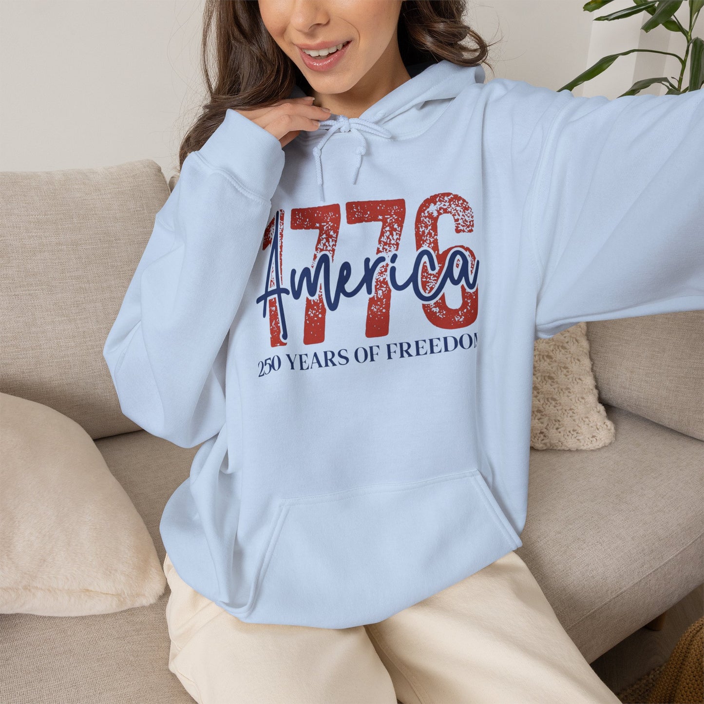 #250 1776 America: 250 Years of Freedom' Patriotic Independence Day Hoodie
