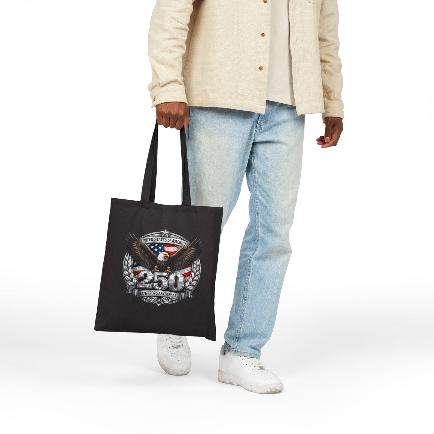 #250 Patriotic Bald Eagle 250 United States Emblem Canvas Tote
