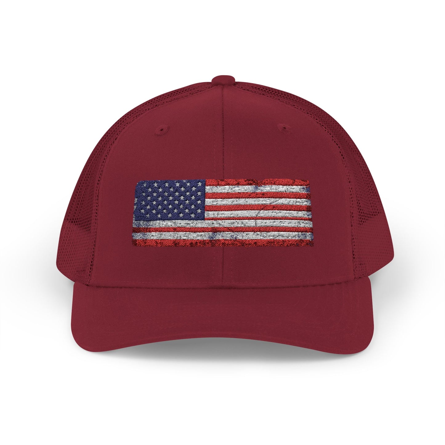 #250 Distressed American Flag Snapback Trucker Cap