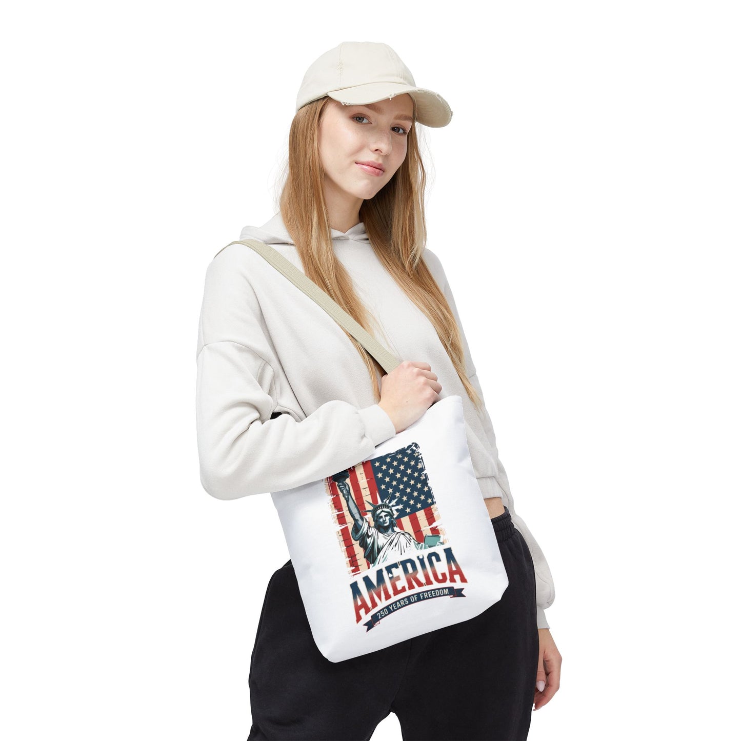 #250 Statue of Liberty American Flag 'America' Patriotic Independence Day Tote Bag