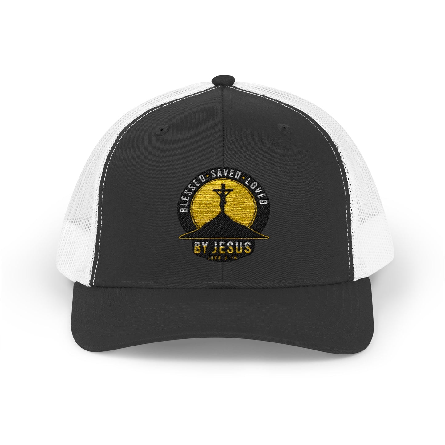 Blessed • Saved • Loved by Jesus Christian Trucker Cap - Embroidered Snapback