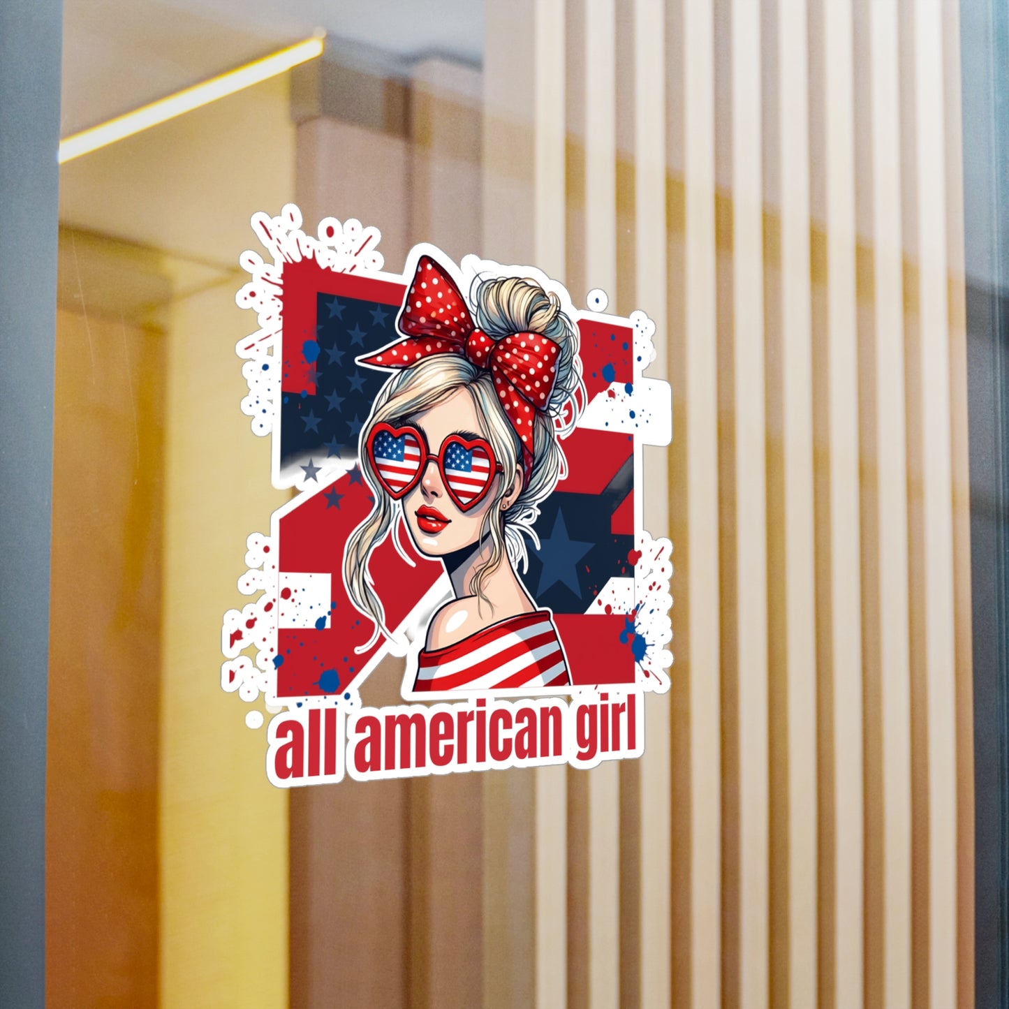 #250 All American Girl Patriotic Vinyl Sticker Kiss-Cut Decal (Fourth of July)