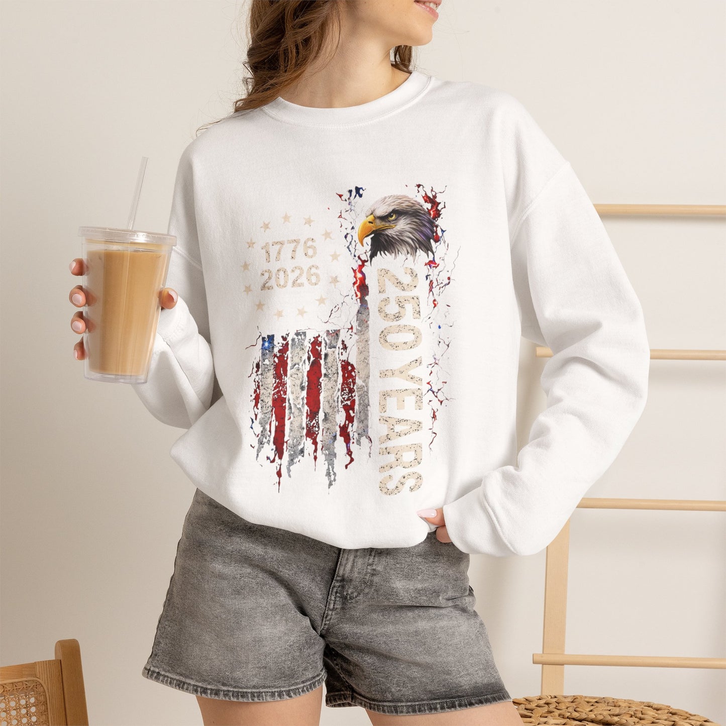#250 1776-2026 250 Years USA Bicentennial Eagle Crewneck Sweatshirt