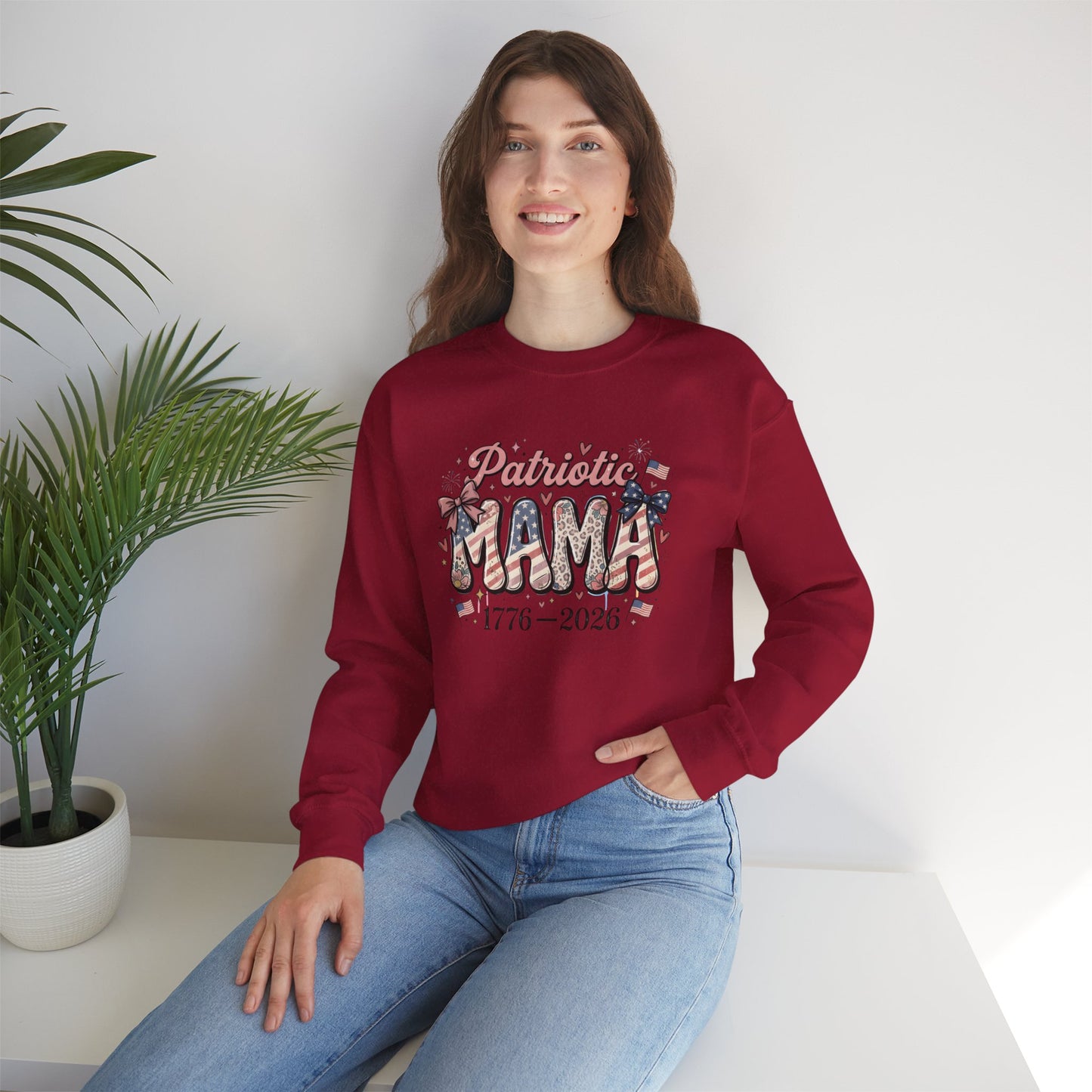 #250 Patriotic Mama 1776–2026 American Flag Sweatshirt