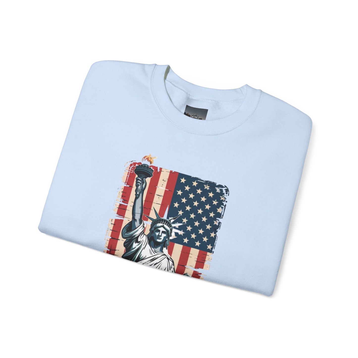 #250 Statue of Liberty American Flag 'America' Patriotic Independence Day Crewneck Sweatshirt