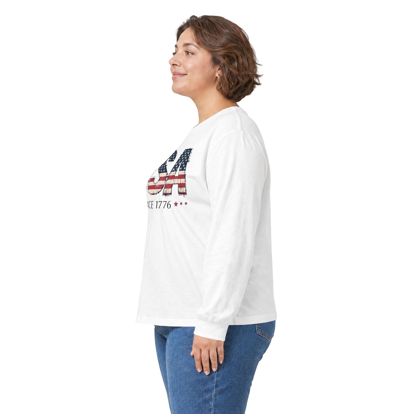 #250 USA Flag "USA Since 1776" Patriotic Long Sleeve Tee