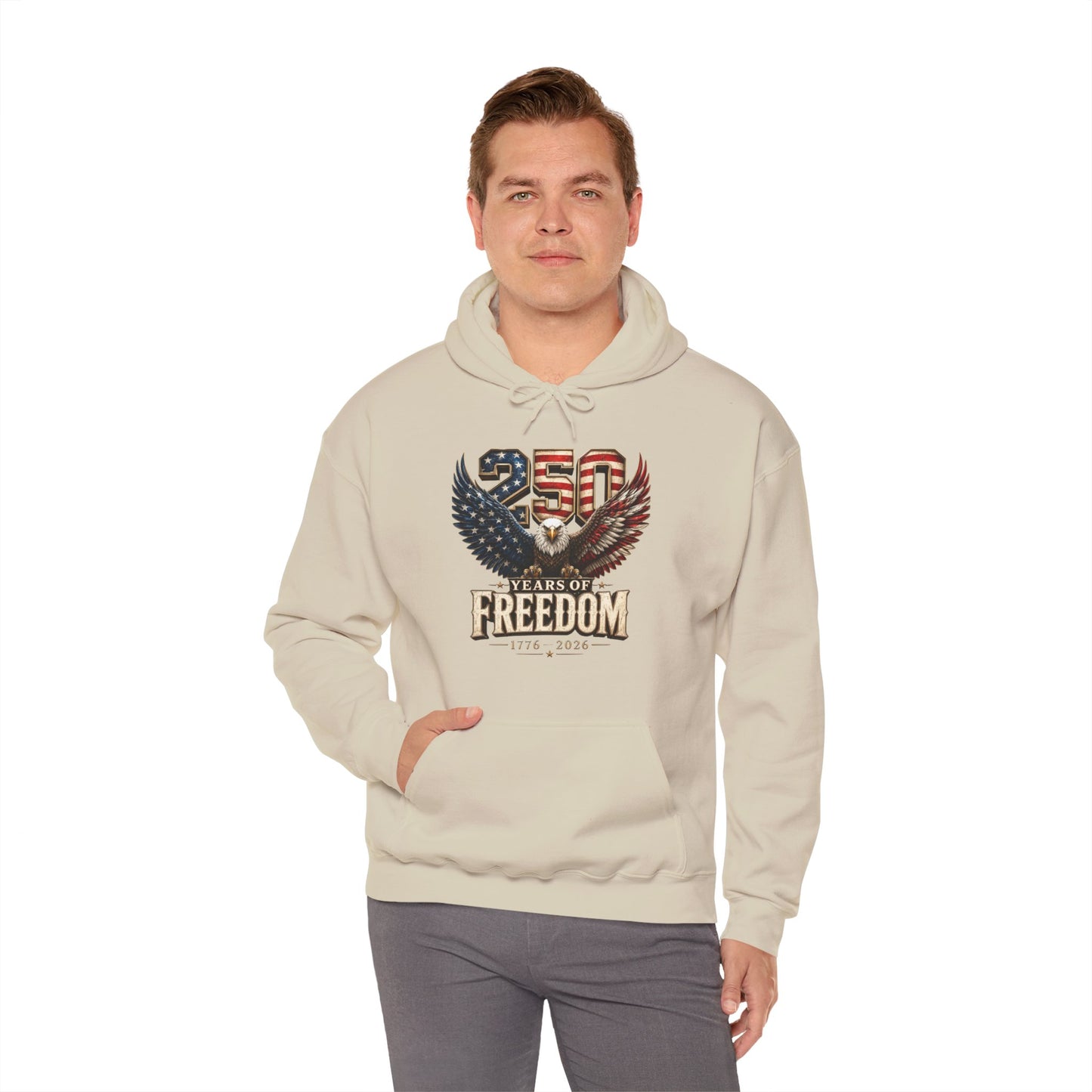 #250 250 Years of Freedom Eagle Patriotic American Flag Anniversary (1776–2026) Patriotic Hoodie