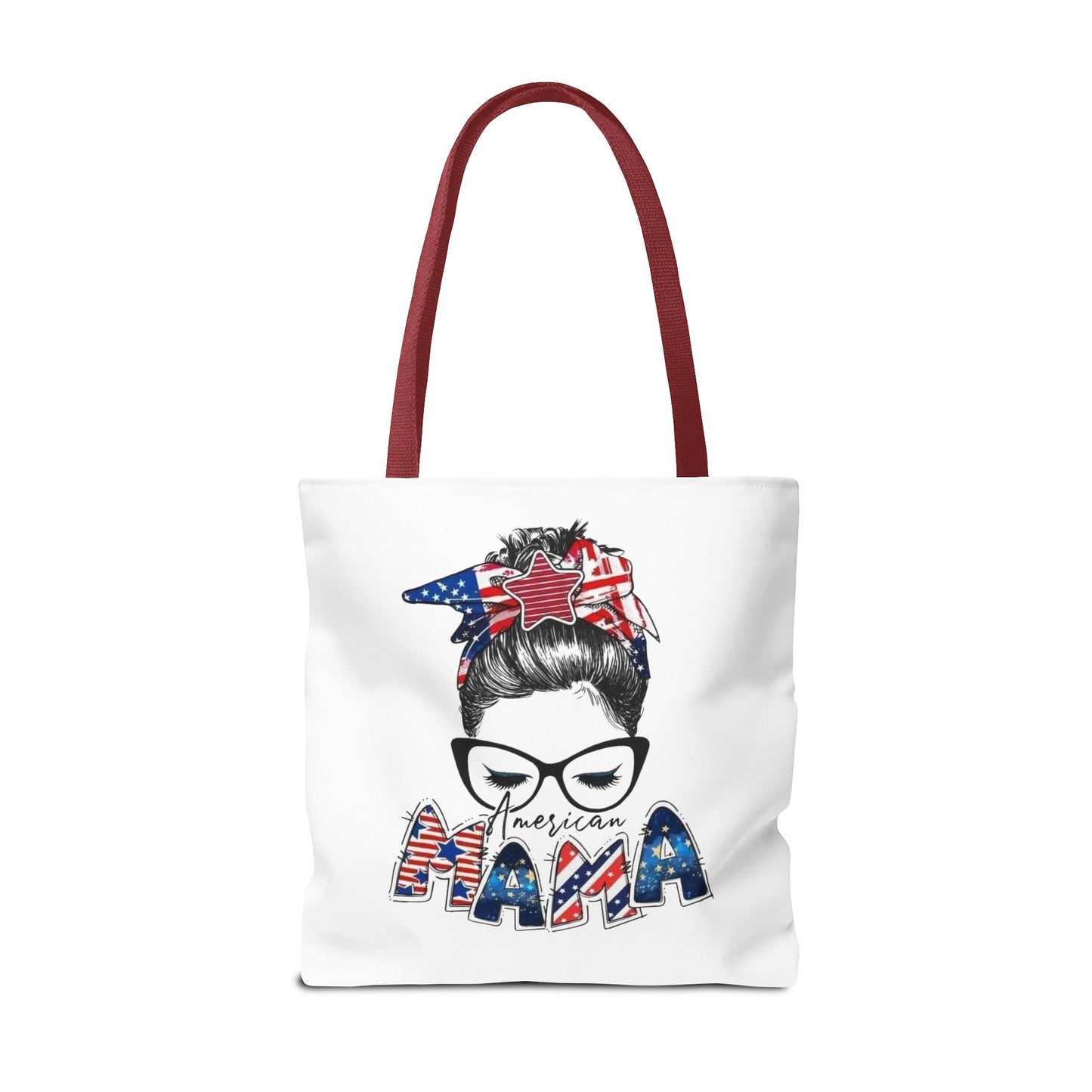 #250 Mama USA Flag Messy Bun Tote Bag