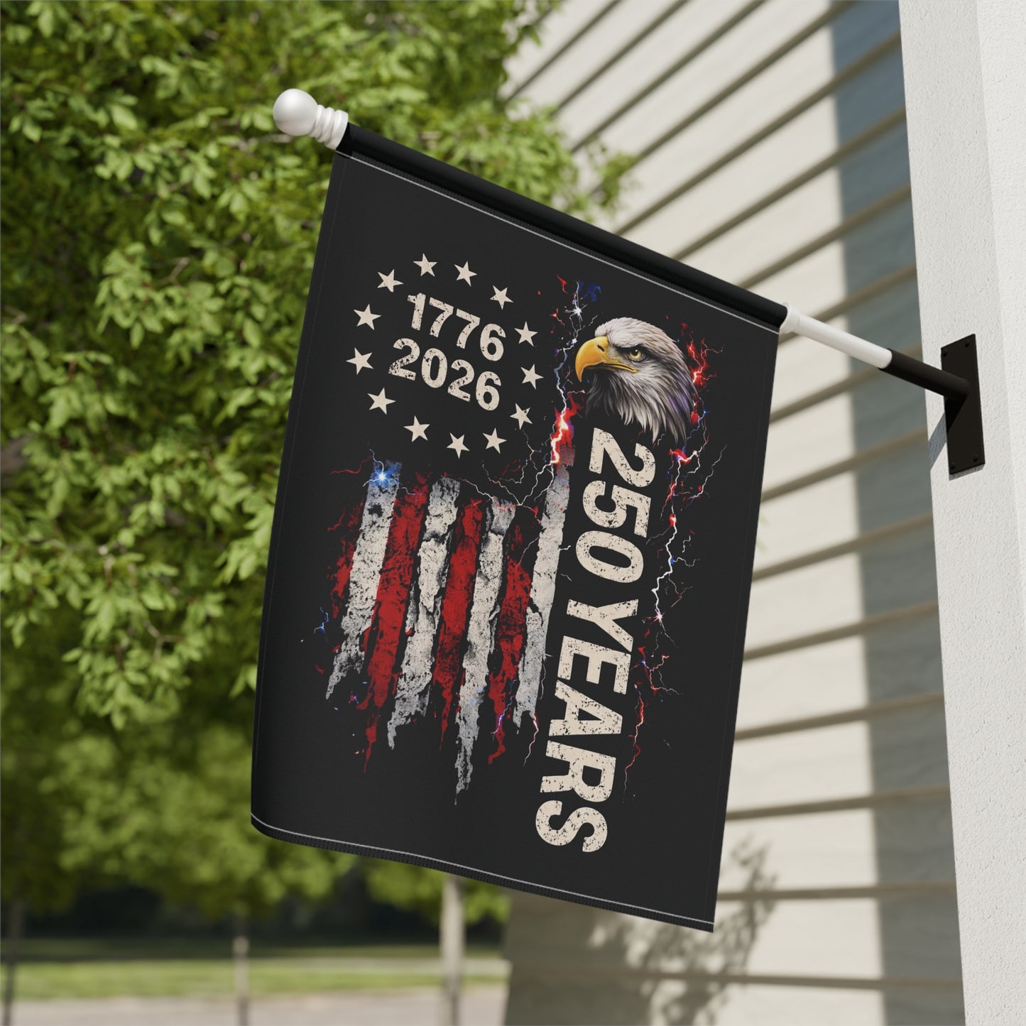 #250 1776-2026 250 Years USA Bicentennial Eagle Garden Flag — House Banner