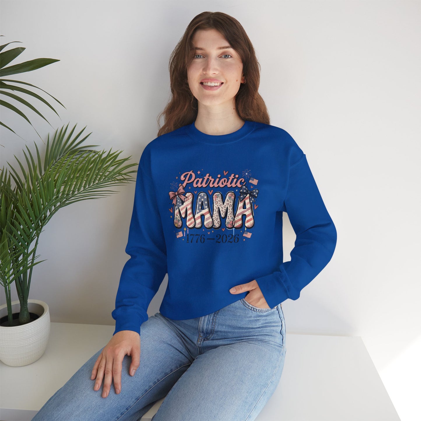 #250 Patriotic Mama 1776–2026 American Flag Sweatshirt